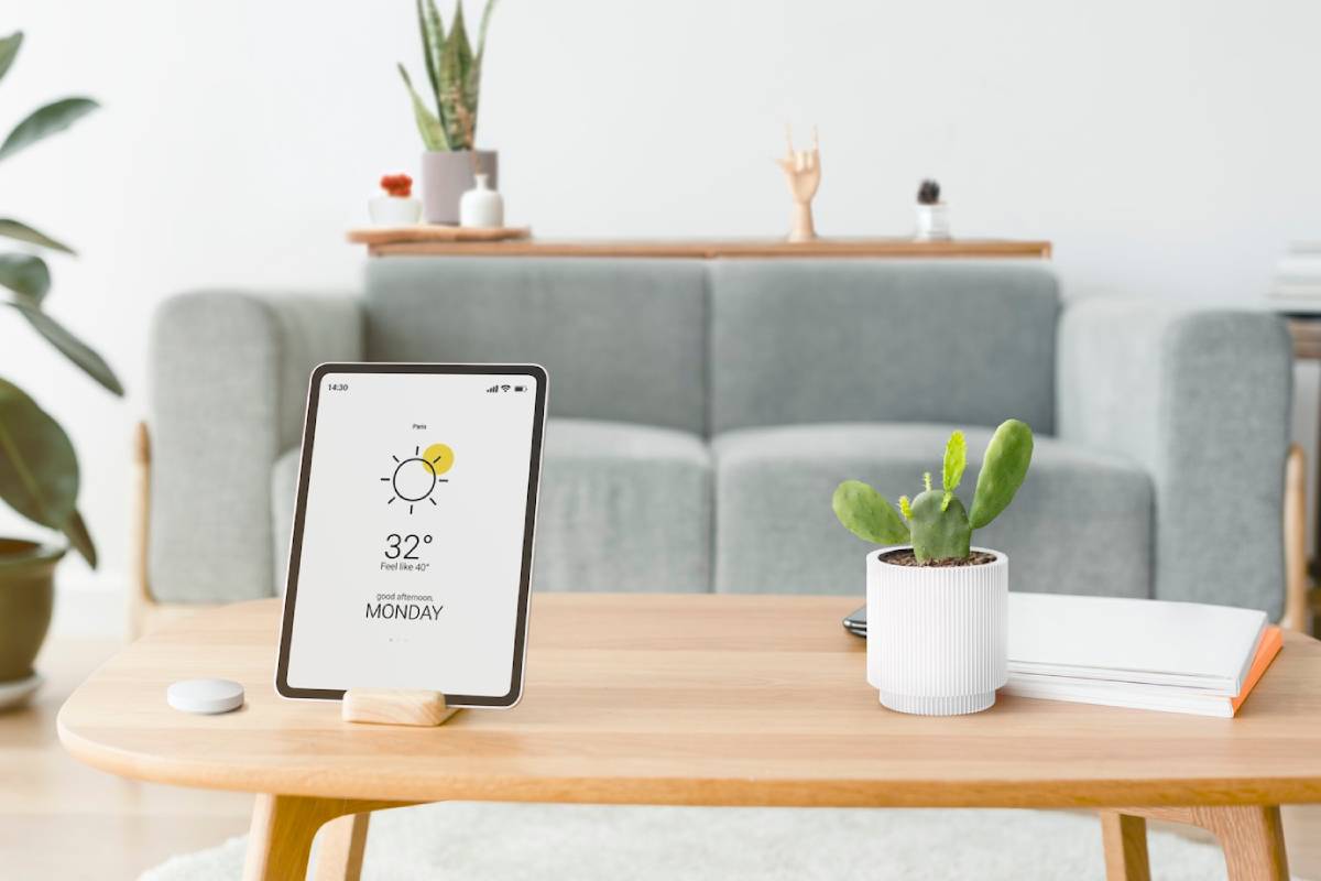  A  smart home devices showcasing the future of home automation technology in a modern living space. 
